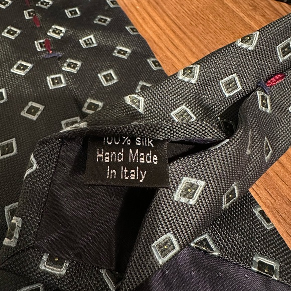 Massimo Bizzocchi Dark Green and Silver Geometric Tie - Picture 5 of 5